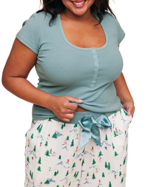 Adore Me Caileigh Pajama T-shirt & Jogger Set In Convo White