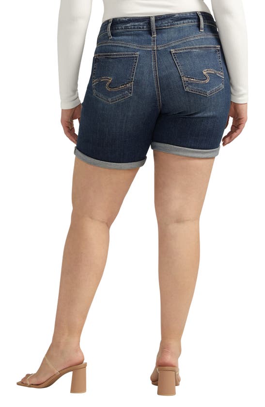 Shop Silver Jeans Co. Mid Rise Denim Boyfriend Shorts In Indigo