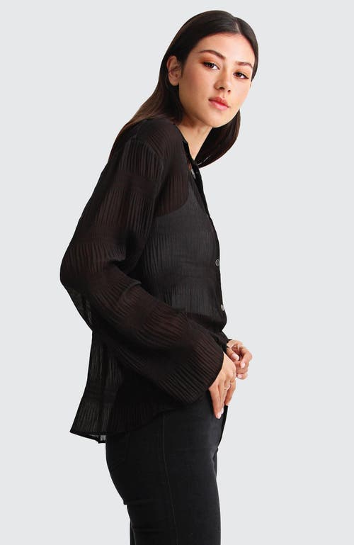 Shop Belle & Bloom Yoko Shirred Chiffon Blouse In Black