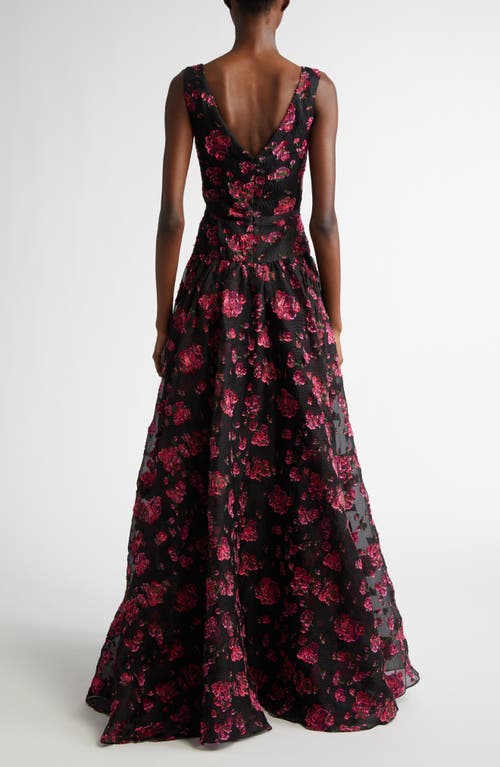 Shop Erdem Floral Fil Coupé Gown In Black