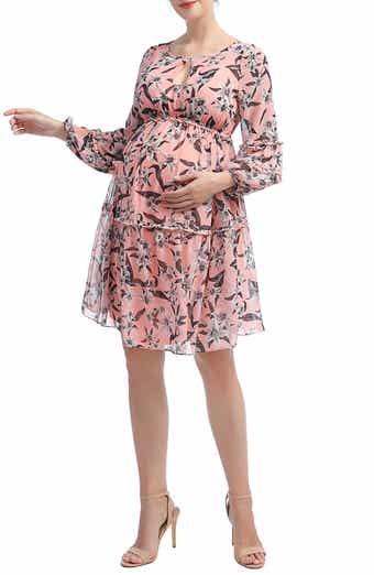 Floral Babydoll Maternity Dress in Dusty Rose
