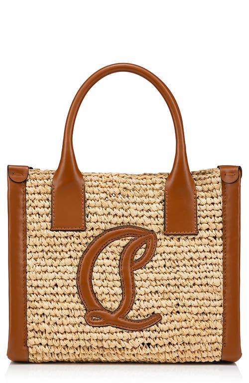 Shop Christian Louboutin Mini By My Side Raffia Tote In Natural/cuoio/cuoio