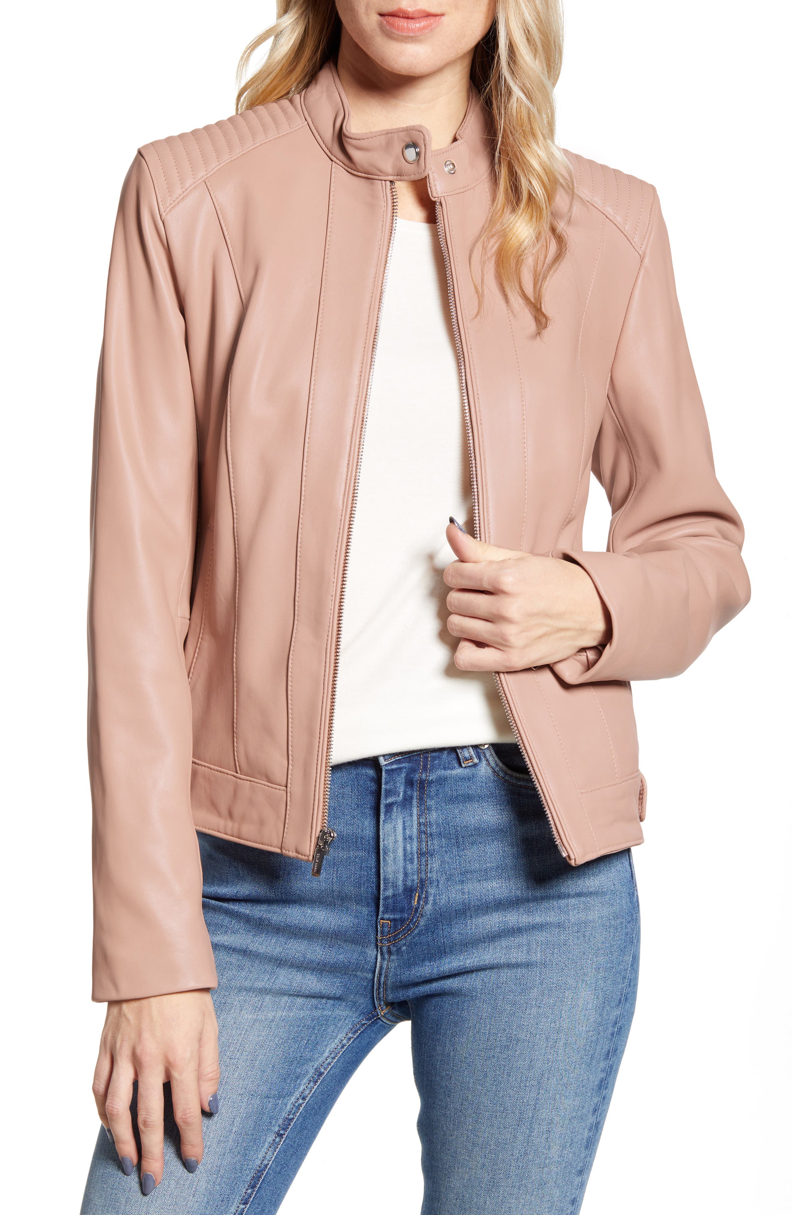 Cole haan pink leather jacket best sale