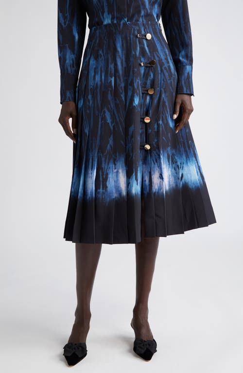 Altuzarra Tullius Pleated High Waist A-Line Midi Skirt Berry Blue Shibori at Nordstrom, Us
