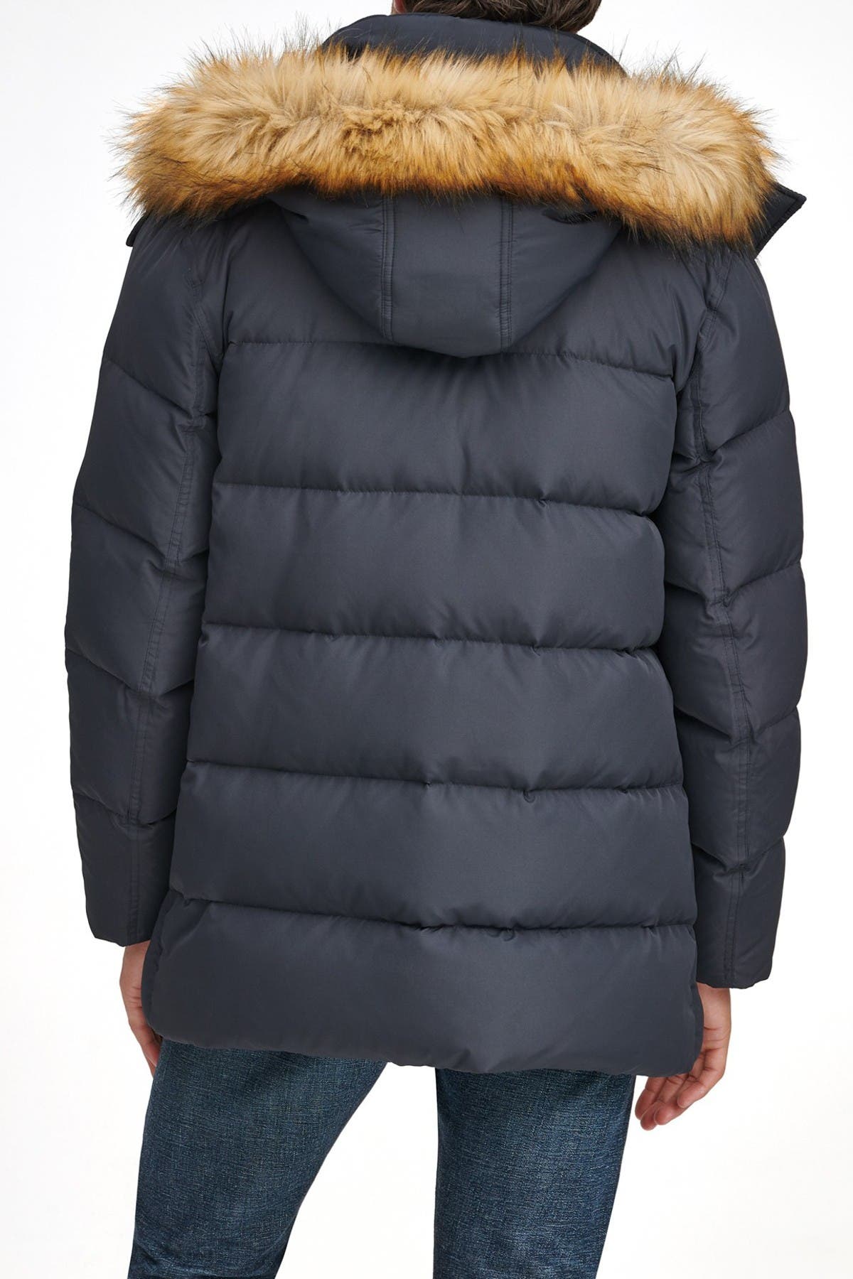 andrew marc conway removable faux fur hood quilted parka
