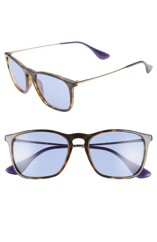 Ray Ban Chris 54mm Gradient Square Sunglasses In Havana/ Gold/ Blue Solid
