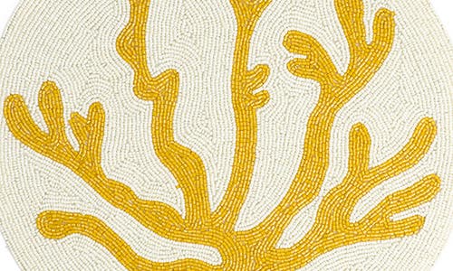 Tiramisu Coral Beaded Placemat In Yellow/ivory