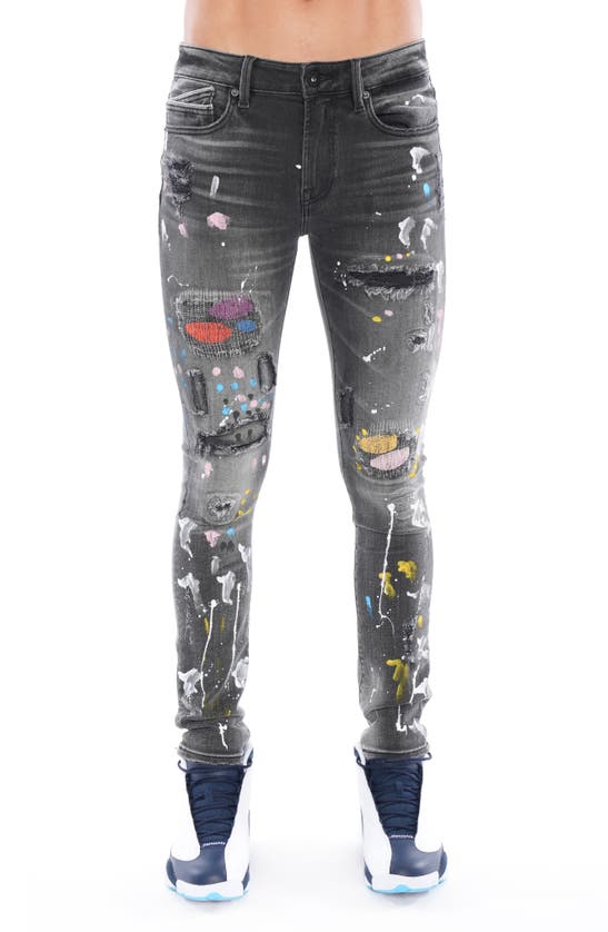Shop Cult Of Individuality Punk Ripped Stretch Super Skinny Jeans In Burst