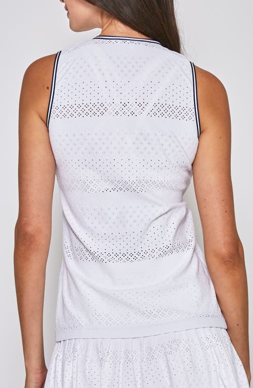 L'etoile Sport Zip Front Top In White With Navy Trim