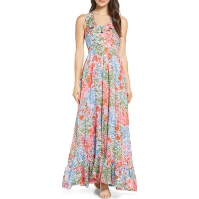 S/w/f Bloom Floral Halter Neck Maxi Dress, Pink