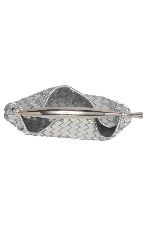 Bottega Veneta Sardin Mini Metallic Intrecciato Top-handle Bag In Silver/vintage
