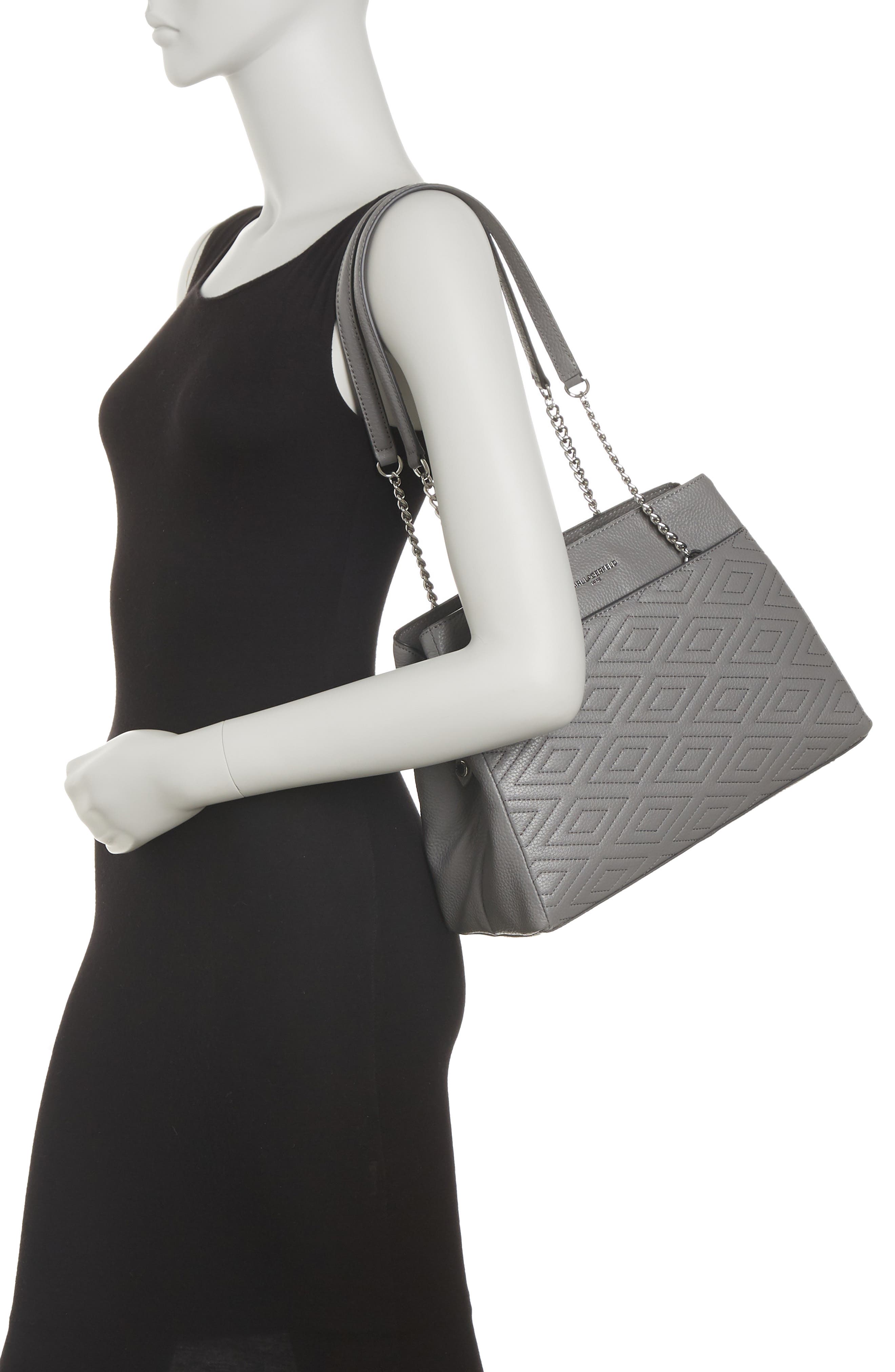 Karl Lagerfeld Charlotte Leather Tote Bag In Asphalt
