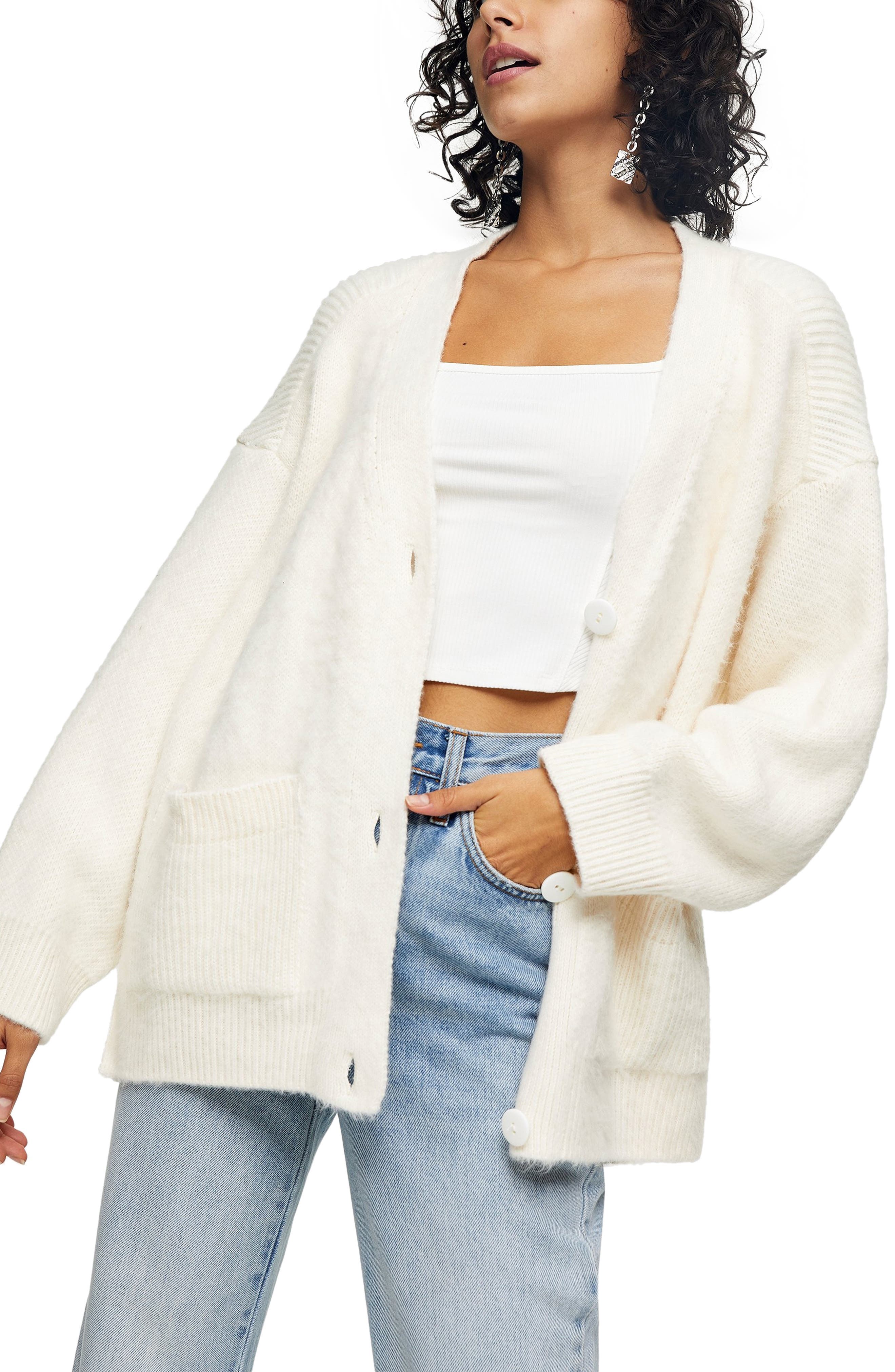 ribbed open front cardigan topshop