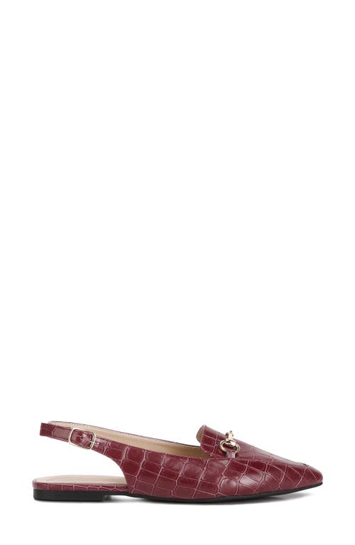 London Rag Trempe Croc Slingback Flat Sandals In Burgundy