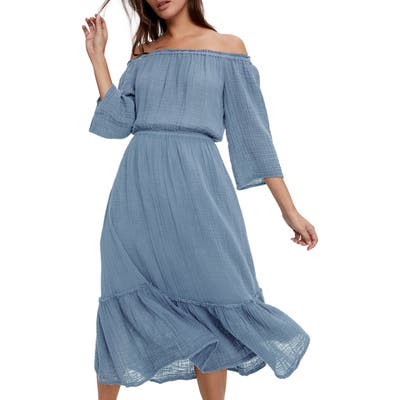 Michael Stars Anya Off The Shoulder Dress, Blue