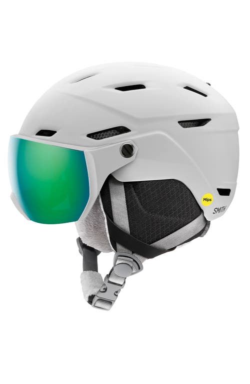 Smith Survey Jr. Kids' Snow Helmet with MIPS in Matte White /Green Mirror