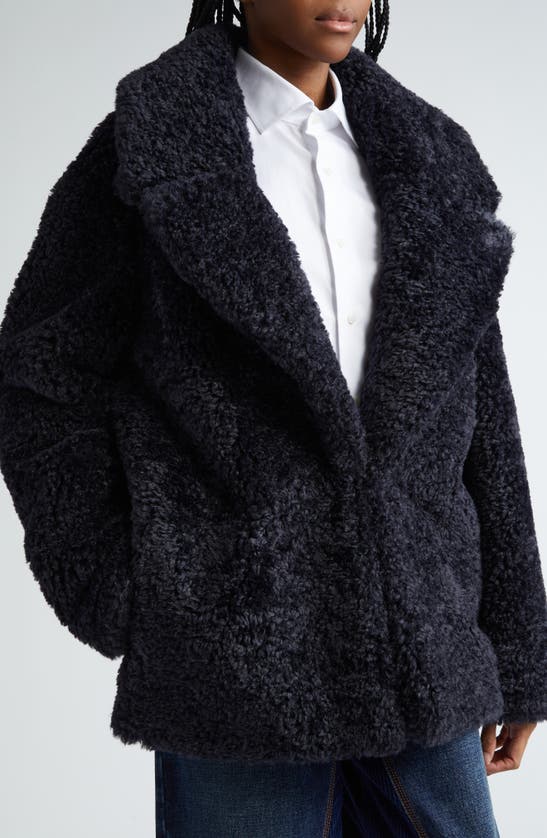 Shop Stella Mccartney Fluffy Teddy Jacket In 4000 - Navy