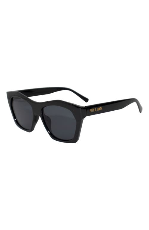 Fifth & Ninth Clara 50mm Polarized Small Geometric Sunglasses In Black/black