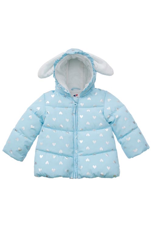 Rokka&rolla Baby Soft Fleece Lined Bunny Puffer Jacket In Sky Blue