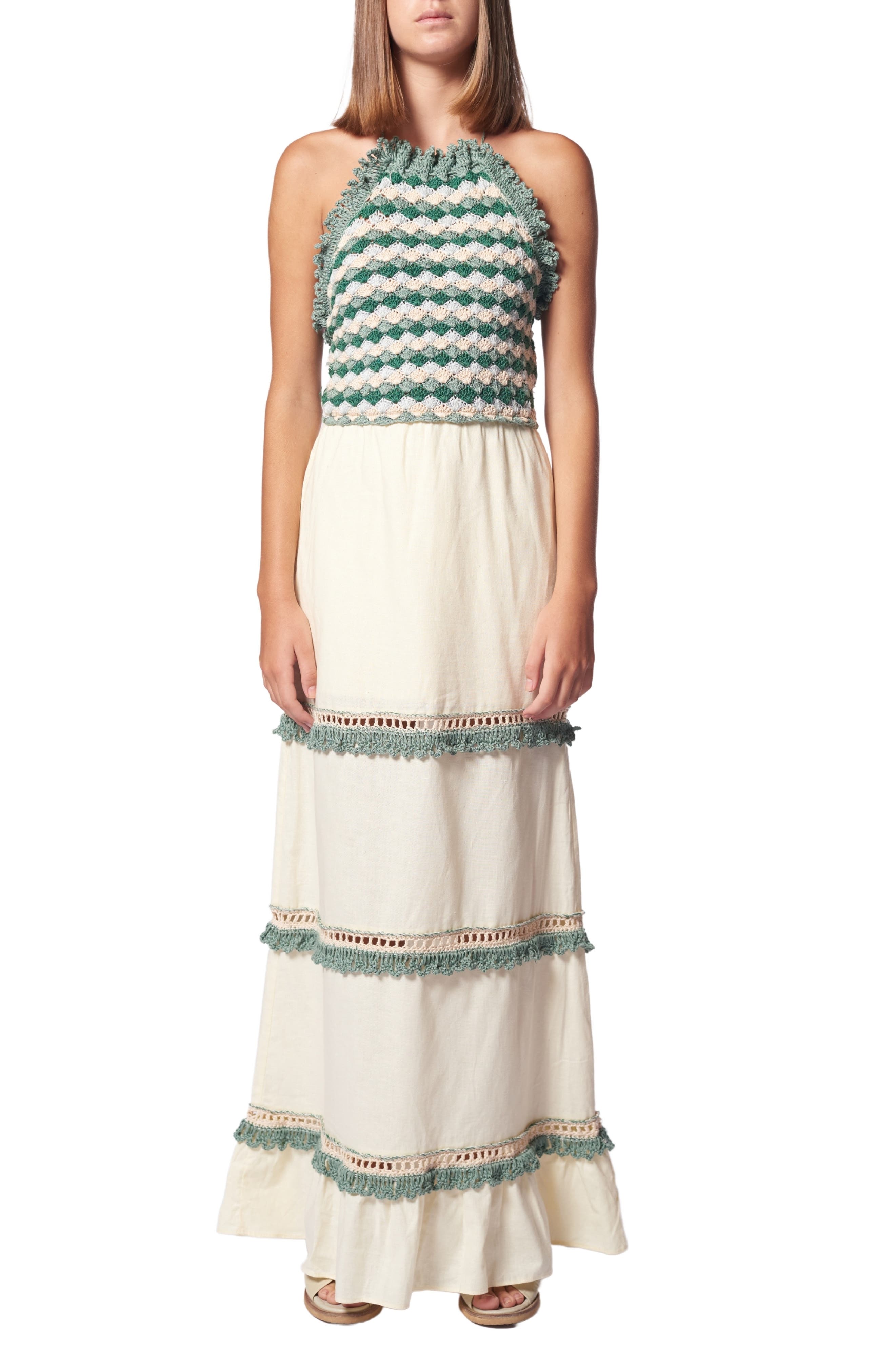 crochet halter maxi dress