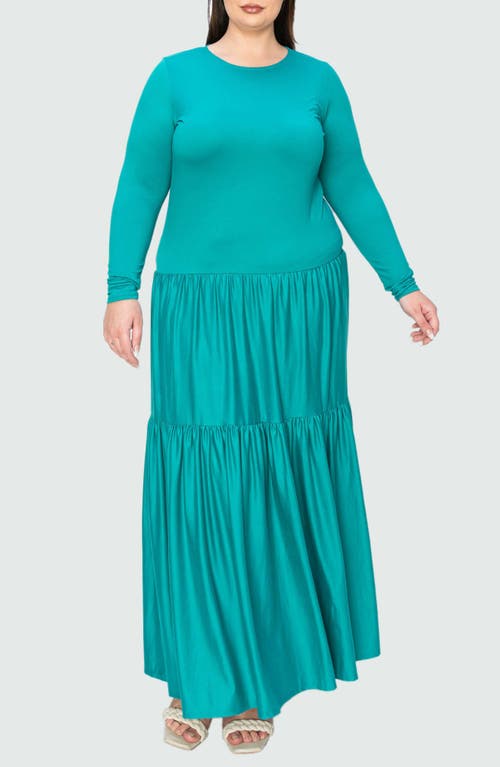 Shop L I V D Long Sleeve Maxi Dress In Jade