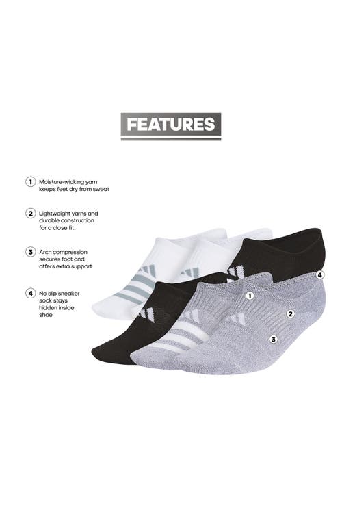 Shop Adidas Originals Adidas 6-pack Superlite No Show Performance Socks In White/black/grey