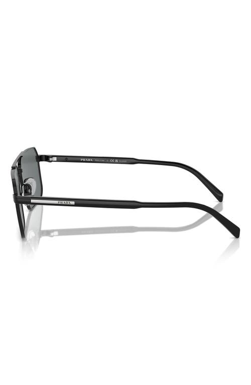 Prada 58mm Polarized Rectangular Sunglasses In Black