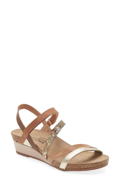 Hero Strappy Wedge Sandal in Gold/Tan/Floral/Latte