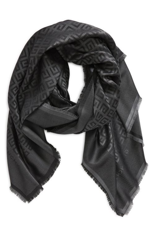 Shop Givenchy 4g Jacquard Silk & Wool Scarf In 2-dk Grey/grey