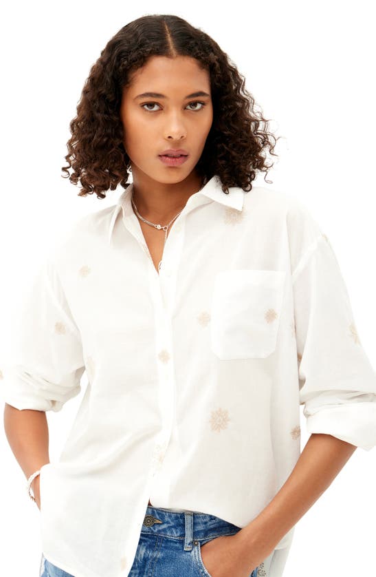 Shop Desigual Cam Mare Embroidered Button-up Shirt In White