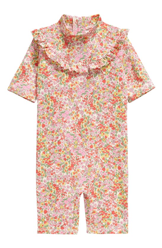 Mini Boden Babies' Kids' Frilly Floral Rashguard Swimsuit In Multi Spring Floral