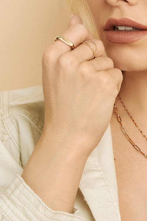 Oradina 14k Yellow Gold Florence Linear Signet Ring In Yellow Gold