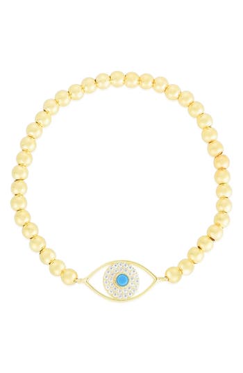 Chloe & Madison Chloe And Madison Cz Eye Stretch Bead Bracelet In Gold