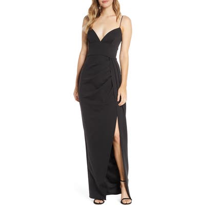 Katie May Reconcile Side Slit Column Gown, Black