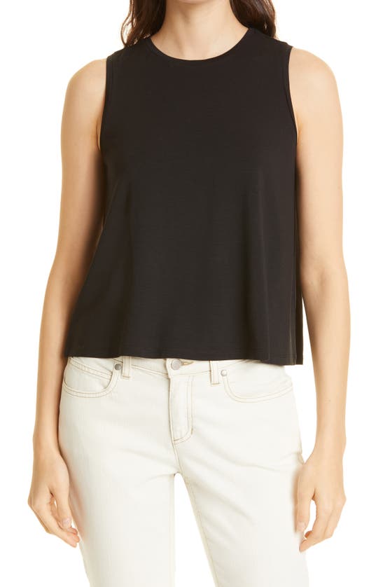 Eileen Fisher Crewneck Short Tank In Black