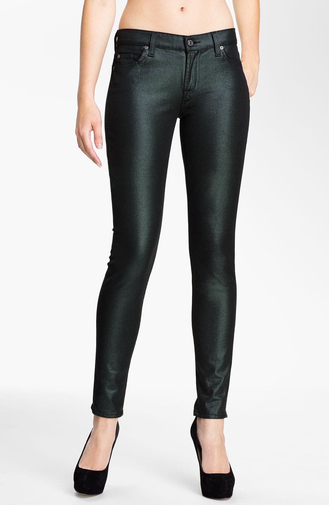 7 For All Mankind® 'The Skinny' Coated Jeans (Metallic Emerald) Nordstrom