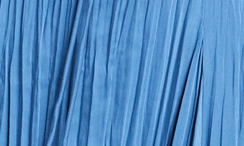 Vince V-neck Pleated Satin Slipdress In Cadet Blue