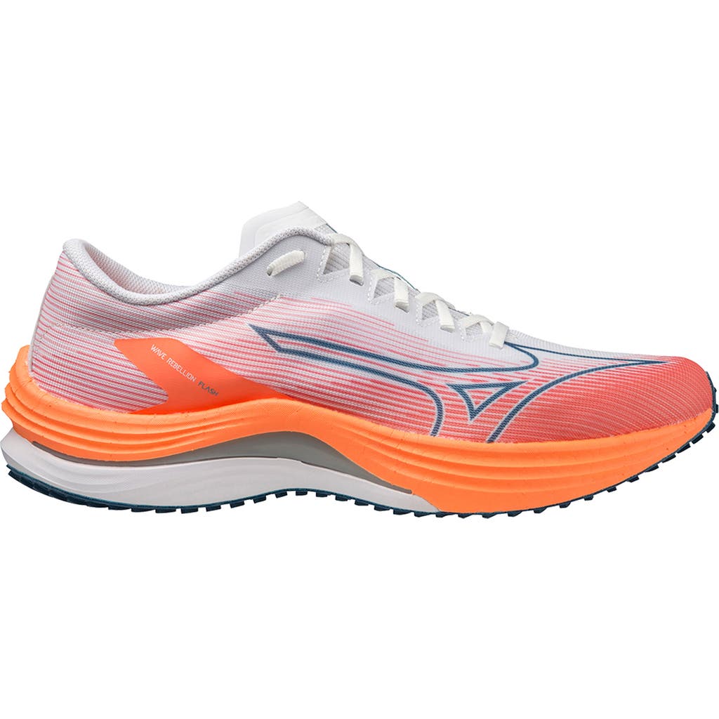 Mizuno Wave Rebellion Flash Running Shoe In White-silver