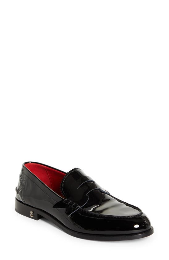 Christian Louboutin- Black patent leather slip on / loafer with