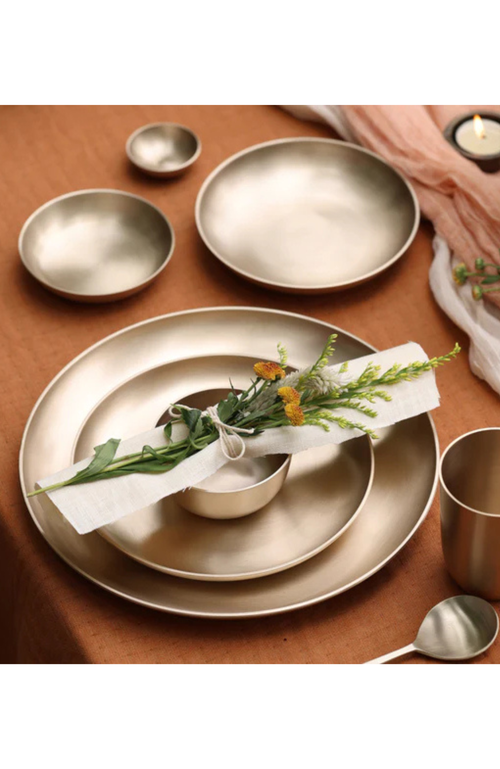 Fleck Luxe Kansa Platter In Bronze