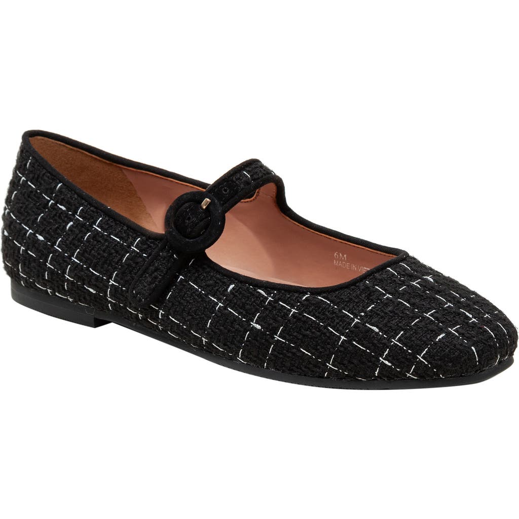 Linea Paolo Marley Mary Jane Flat In Black-white Plaid