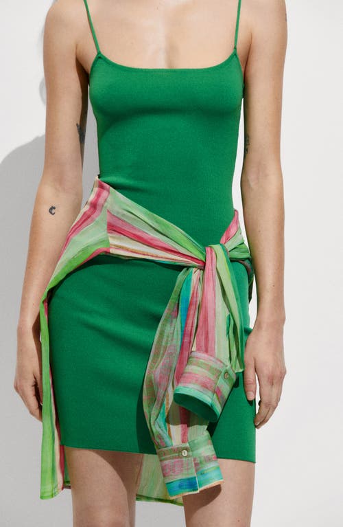 Shop Mango Strappy Body-con Knit Minidress In Green