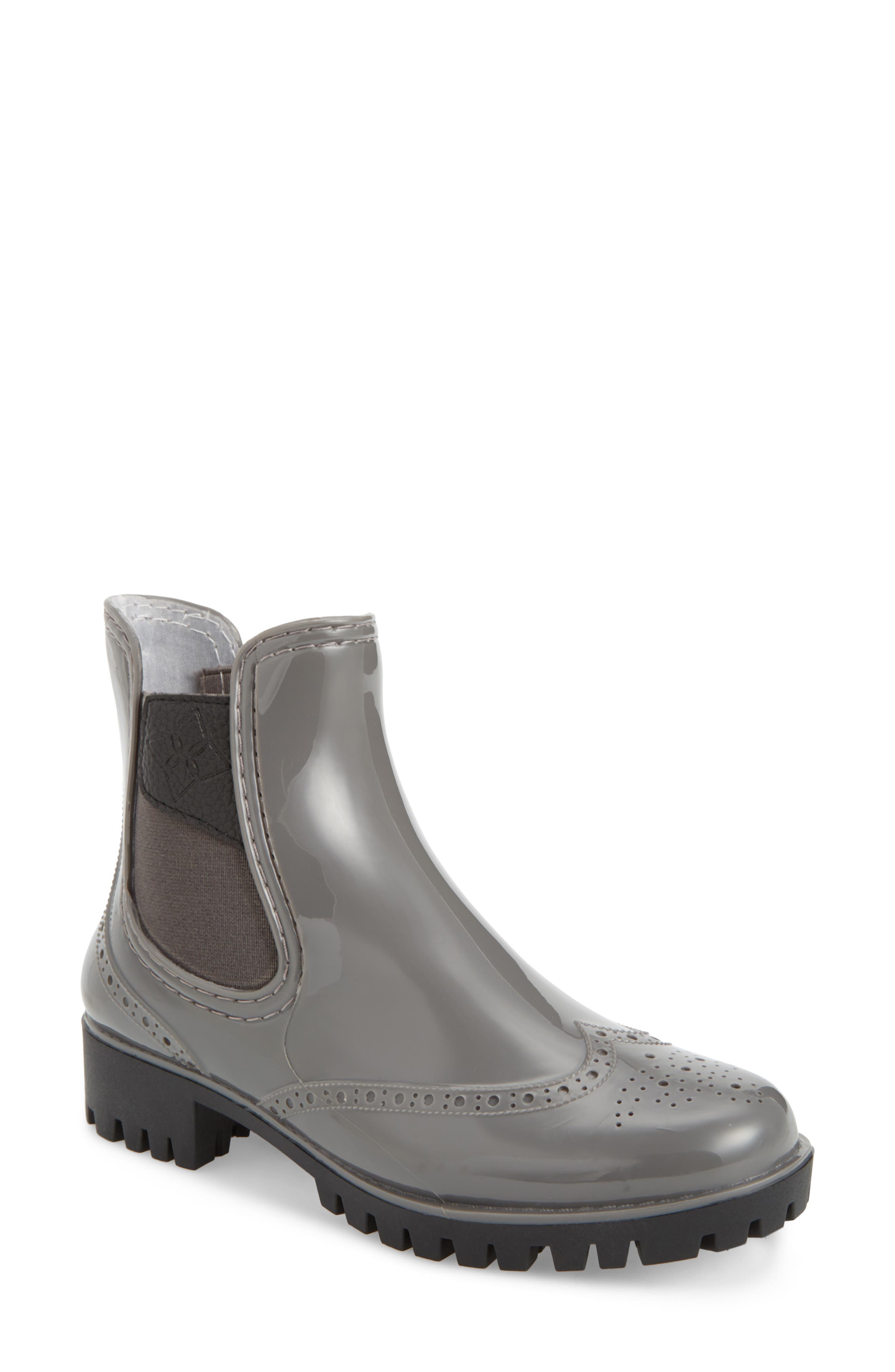 Dav Leeds Brogue Rain Boot, Grey