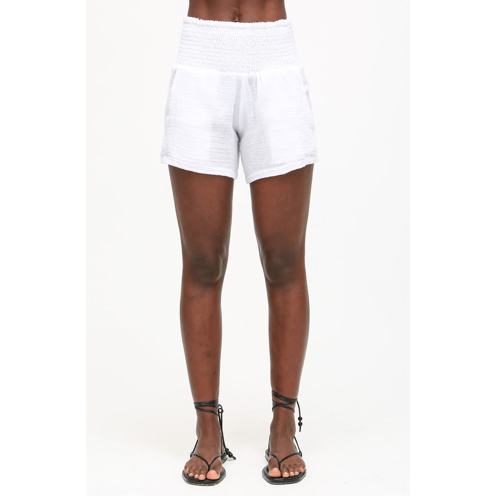 Electric & Rose Cotton Gauze Cover-up Shorts In Cloud