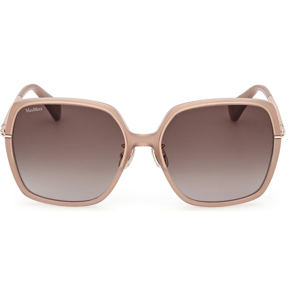 Shop Max Mara 59mm Round Sunglasses In Shiny Beige/gradient Brown