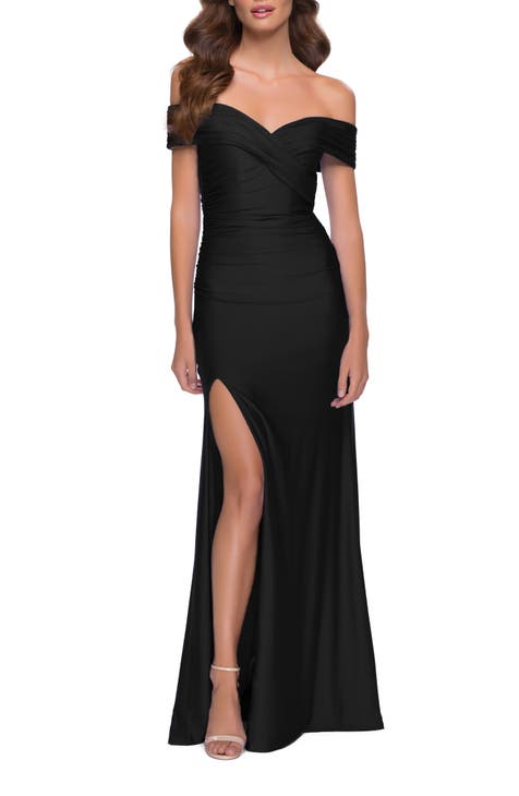 Off the Shoulder Stretch Jersey Gown