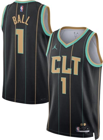 NBA Charlotte Hornets Basketball Short Sleeve Shirt Dark Gray Jordan  Medium-Tall