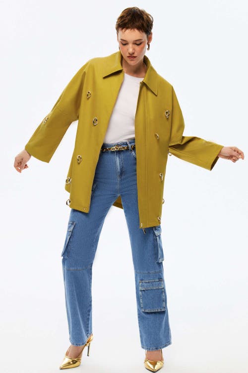 Shop Nocturne Chained Trench Coat In Mustard