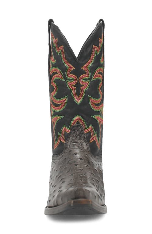 Dingo Outlaw Ostrich Embossed Cowboy Boot In Black