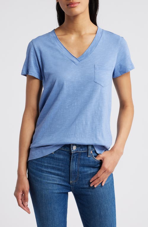 Shop Caslonr Caslon(r) V-neck Short Sleeve Pocket T-shirt In Blue Colony